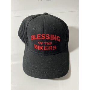 Black Trucker hat blessing of the bikers fitted cap Red Logo